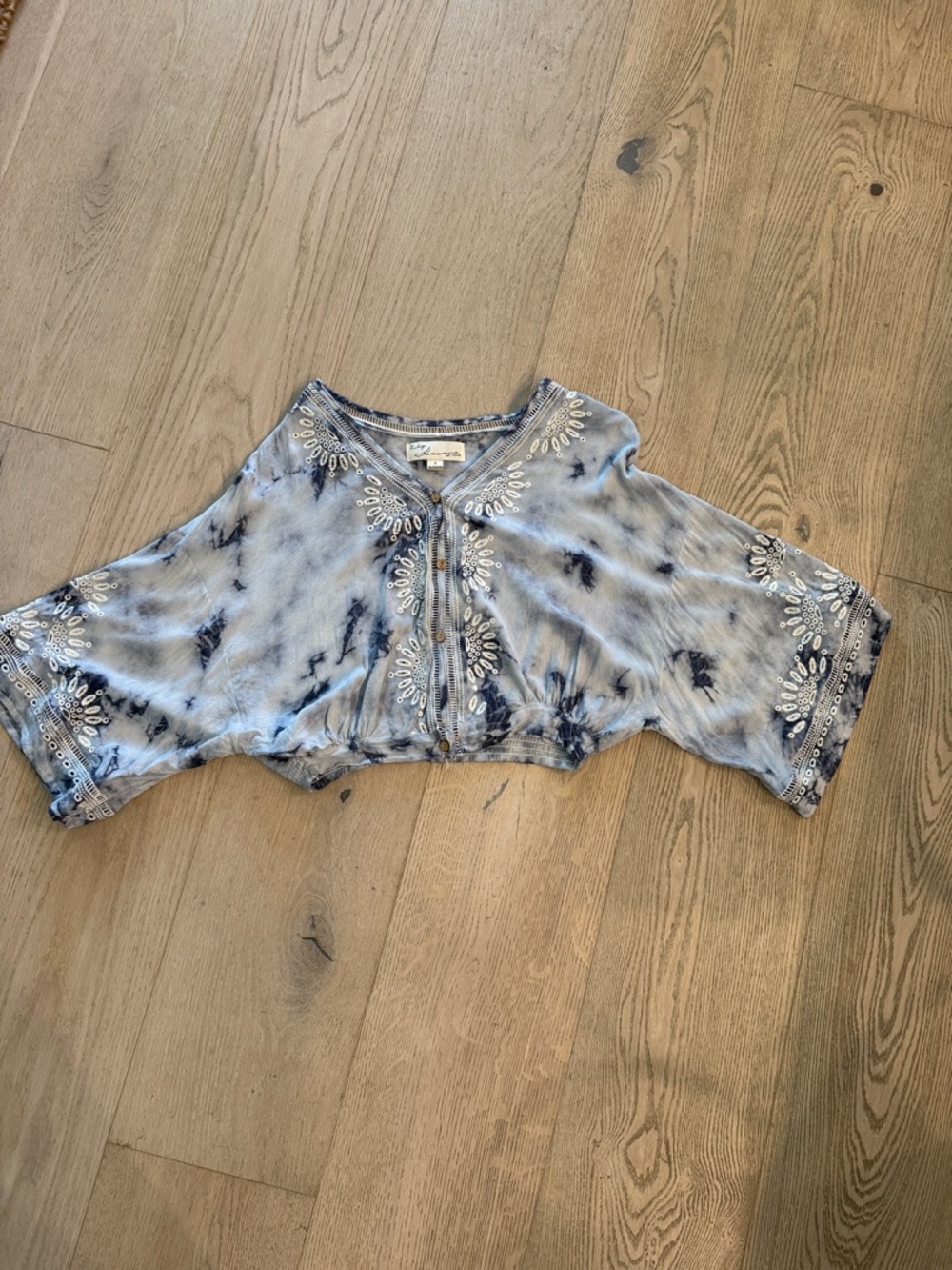 Bohemian embroidered tie dye top